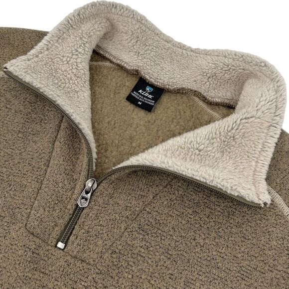 Kuhl Men's EUROPA Quarter Zip Alfpaca Fleece Oatmeal Medium - Picture 3 of 14